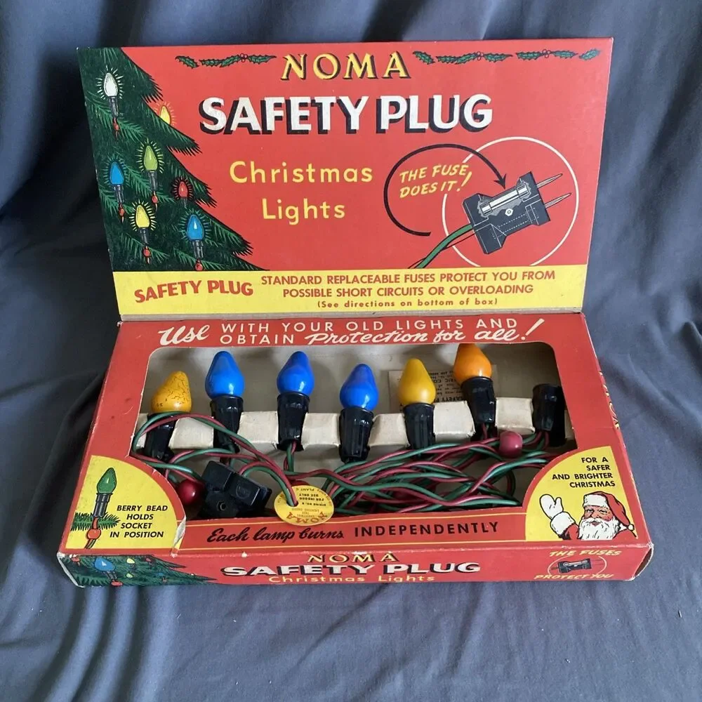 Vintage Christmas NOMA LITES 2 Wire Light Strand w Bead Original Box